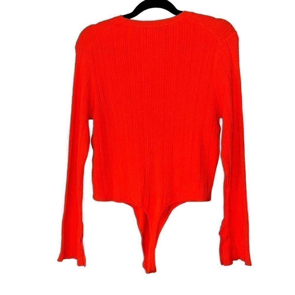 Scoop Womens Ribbed Long Sleeve Bodice Crew Neck Red Orange XXL 20